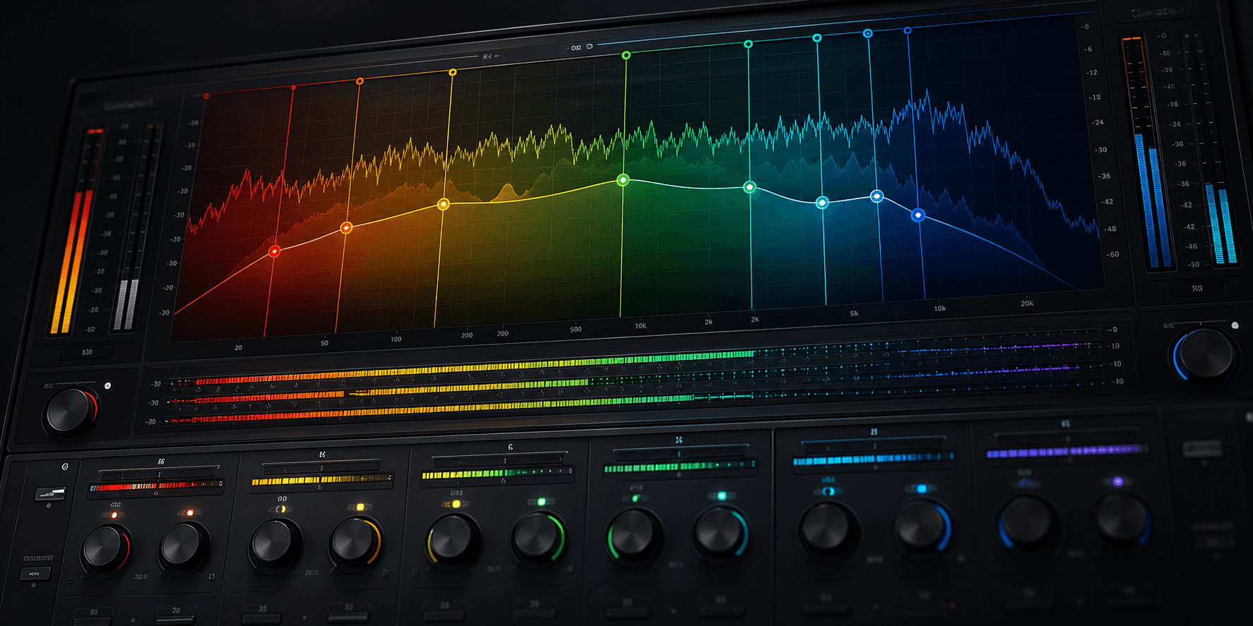 Frequency-colored mastering spectrum product visual