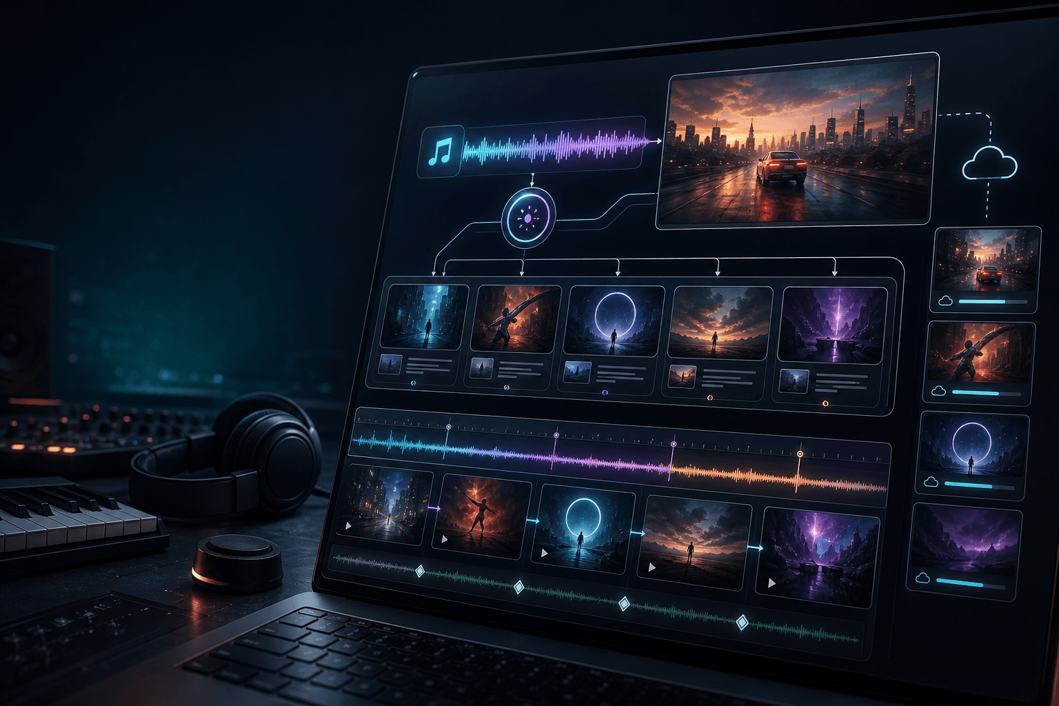 AI music video agent storyboard and timeline interface